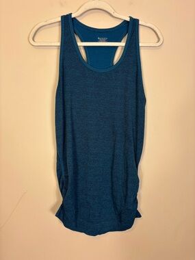 Athleta Teal Blue Racerback Ruched Side Tank Top Large